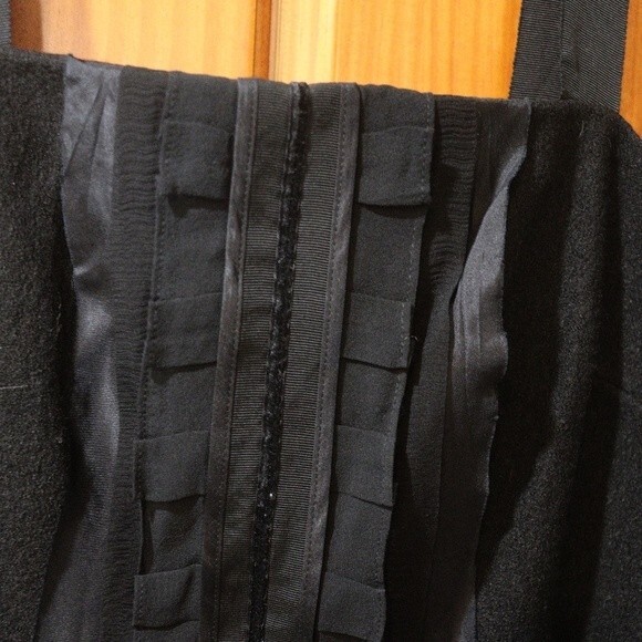 Banana Republic Little Black Dress Wool Blend Career Dress Ruffle Bodice 14 - Picture 3 of 12